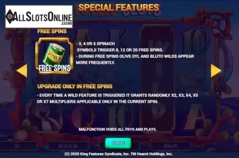FS Feature screen. Popeye Slots from Spieldev