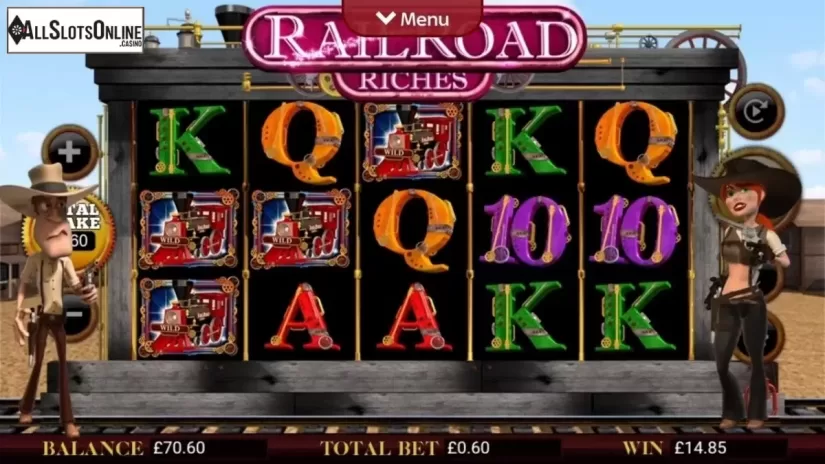 Win screen. Railroad Riches from CORE Gaming