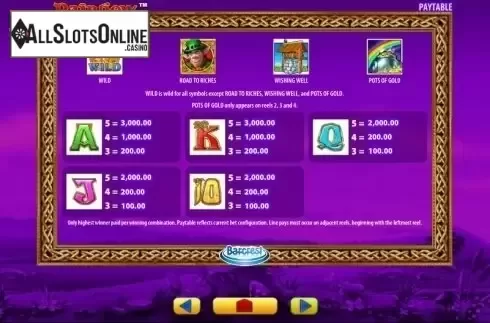 Paytable 2. Rainbow Riches Original from Barcrest