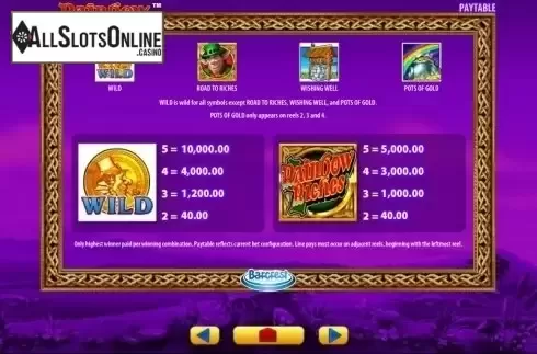 Paytable 1. Rainbow Riches Original from Barcrest