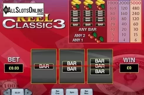 Reel Screen. Reel Classic 3 from Playtech