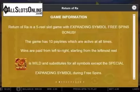 Features screen