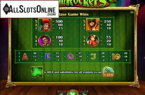 PayTable. Shamrockers Eire to Rock from IGT