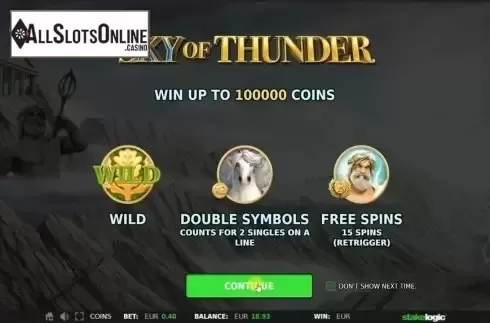 Screen 1. Sky of Thunder from StakeLogic