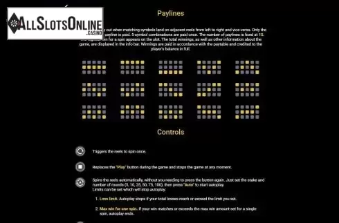 Paylines screen