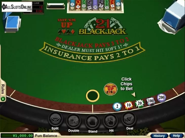 Reels screen . Suit'Em Up Blackjack from RTG