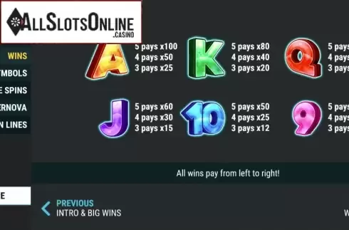 Paytable. Supernova Crush from Slot Factory