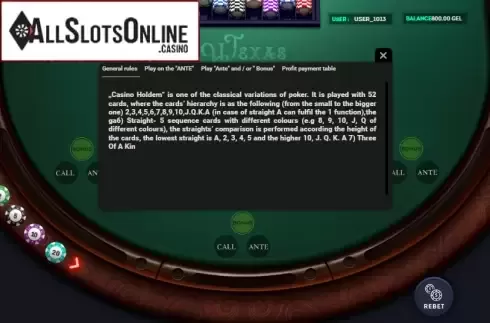 Rules. Texas Holdem (Smartsoft Gaming) from Smartsoft Gaming