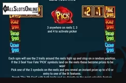 Pick bonus screen