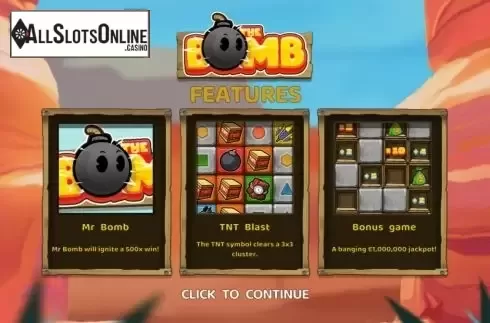 Start Screen. The Bomb from Hacksaw Gaming