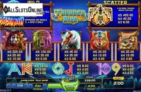 Paytable 1. Thunder Bird (GameArt) from GameArt
