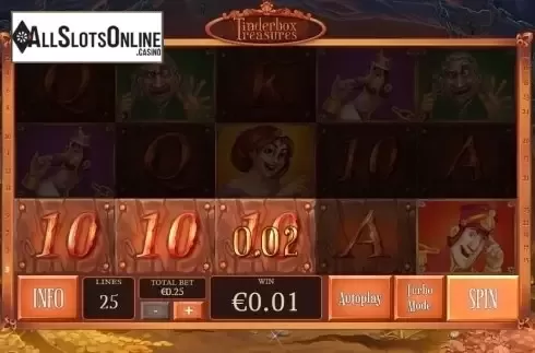 Low Win screen. Tinderbox Treasure from Playtech