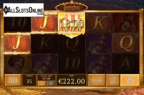 Gold Wild Win screen. Tinderbox Treasure from Playtech