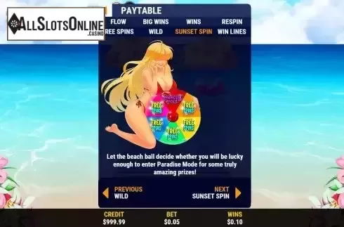 Sunset Spin feature screen