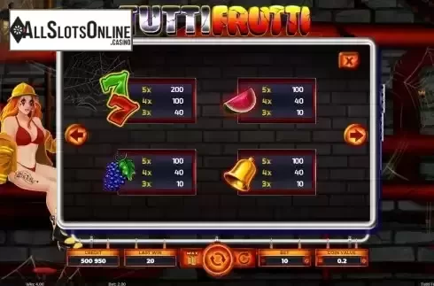 Pay Table screen