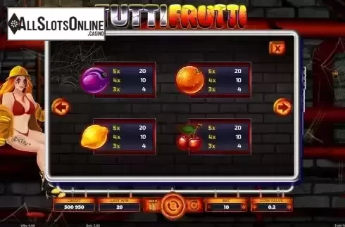 Pay Table screen 2