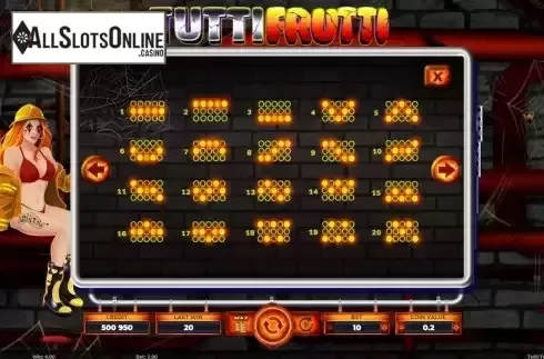 Pay Lines screen