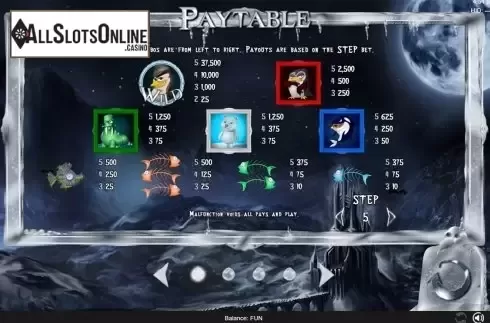 Paytable . Van Penguin from Espresso Games