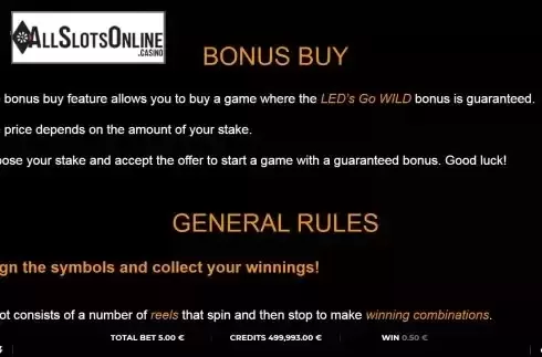 Buy bonus screen