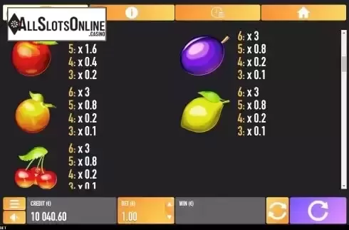 Pay Table screen 2