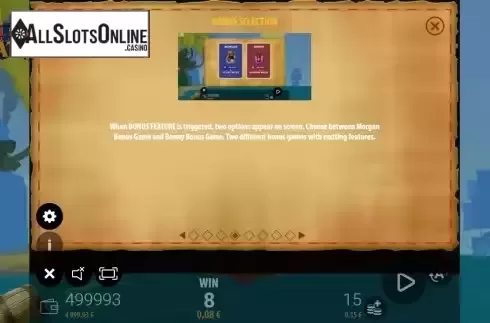 Bonus selection screen