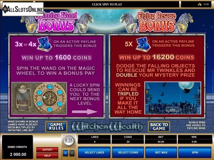 Screen2. Witches Wealth from Microgaming