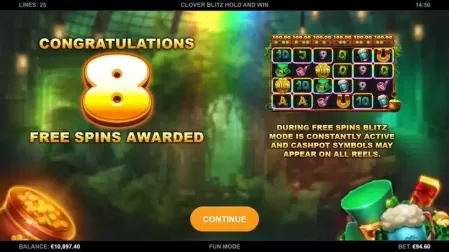 Clover Blitz Hold and Win slot screenshot 2