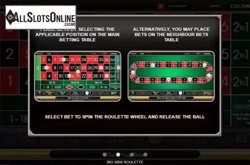 Paytable 2. Big 500x Roulette from Inspired Gaming