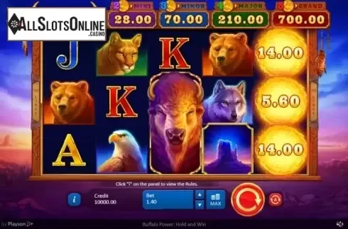 Reel Screen. Buffalo Power Hold and Win from Playson