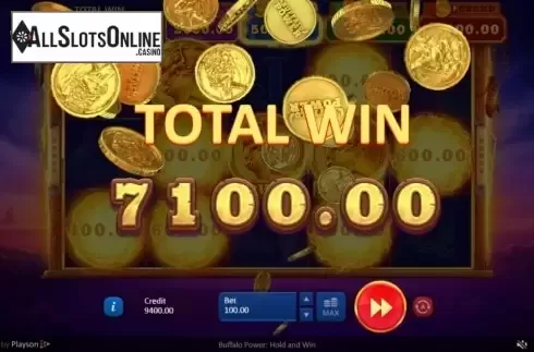 Win Screen . Buffalo Power Hold and Win from Playson