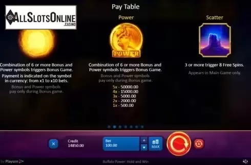 Symbols 2. Buffalo Power Hold and Win from Playson