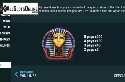 Paytable 1. Casino Nile from Slot Factory