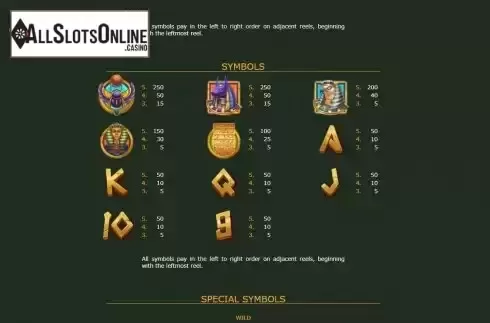 Paytable screen