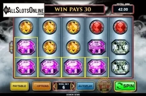 Win screen. Demon Gems from Inspired Gaming