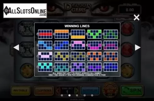 Paytable 2. Demon Gems from Inspired Gaming