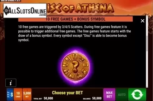 Paytable 2. Disc of Athena from Bally Wulff