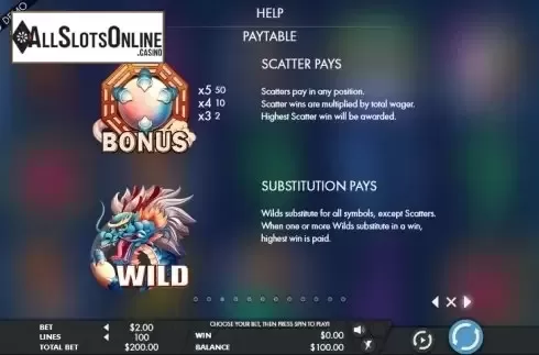 Paytable 1. Dragons Scroll from Genesis