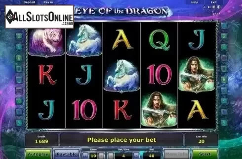 Reel screen. Eye of the Dragon from Novomatic