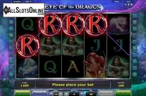 Win screen. Eye of the Dragon from Novomatic