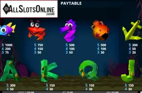 Paytable screen 1. Fish and Wins from Capecod Gaming