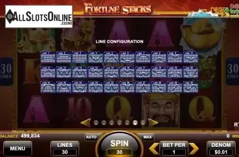 Paylines screen
