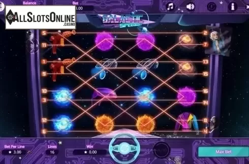 Reel screen. Galactic Speedway from Booming Games