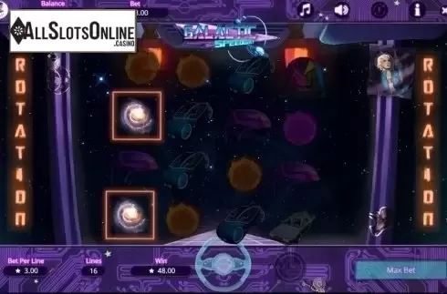 Win screen. Galactic Speedway from Booming Games
