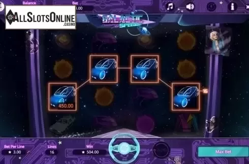 Win screen. Galactic Speedway from Booming Games