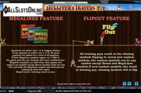 Paytable 4. Gulliver's Travels from NYX Gaming Group