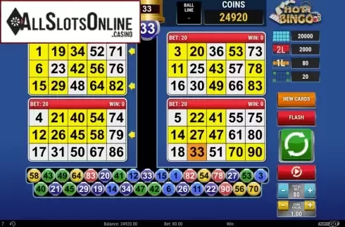 Game Screen. Hot Bingo from Play'n Go
