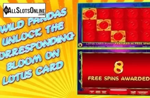 Free spins screen. Lotus Panda from Incredible Technologies