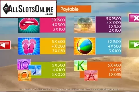 Paytable 4. Love Island™ (Storm Gaming) from Storm Gaming
