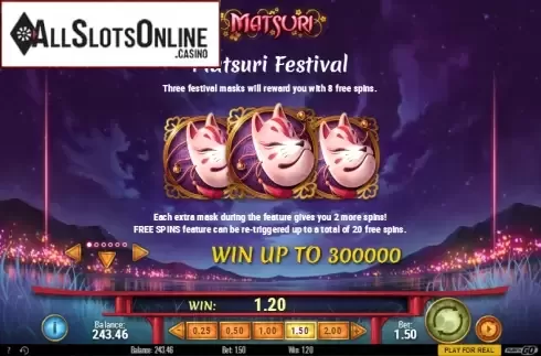 Paytable 1. Matsuri (Play'n Go) from Play'n Go
