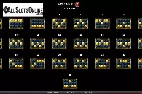 Paylines screen
